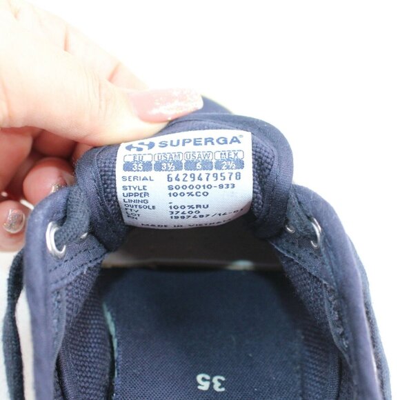 Anthropologie SUPERGA Women's Sz 5 Navy Blue Canvas Sneakers Shoes Lace Up - Picture 10 of 10